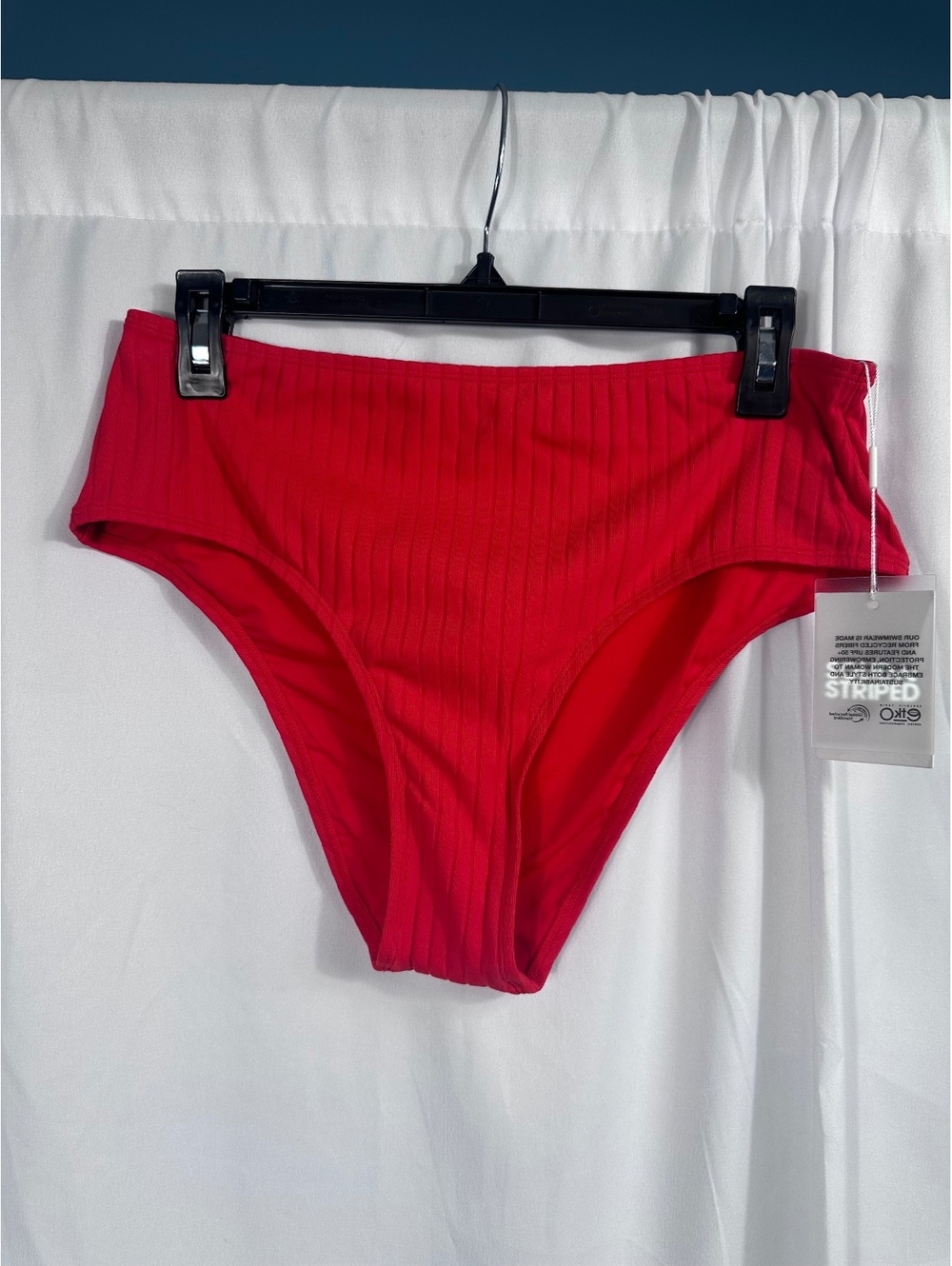 Solid & Striped Stick Red Ribbed Bikini Bottom XL